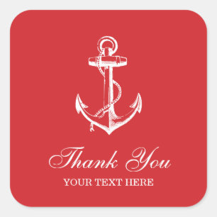 Rode  Anker Dank u Favor Vierkante Sticker