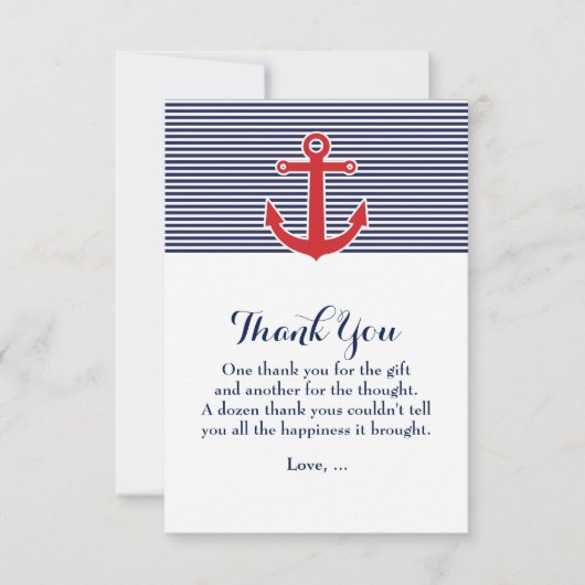 Rode Anker Nautilus Blauw & Witte Dankkaart Bedankkaart (Voorkant)