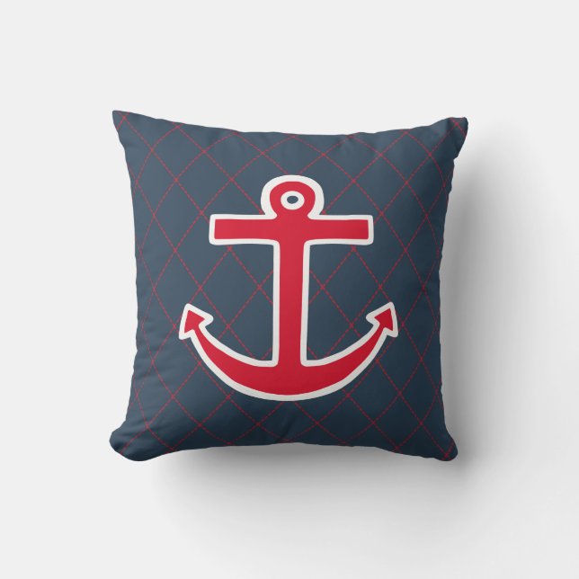 Rode Anker Zeevaart Worp Kussen (Voorkant)