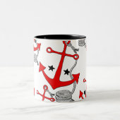 Rode ankers (voor) tweekleurige koffiemok (Center)