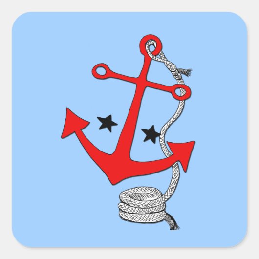 Rode ankers (voor) vierkante sticker (Voorkant)