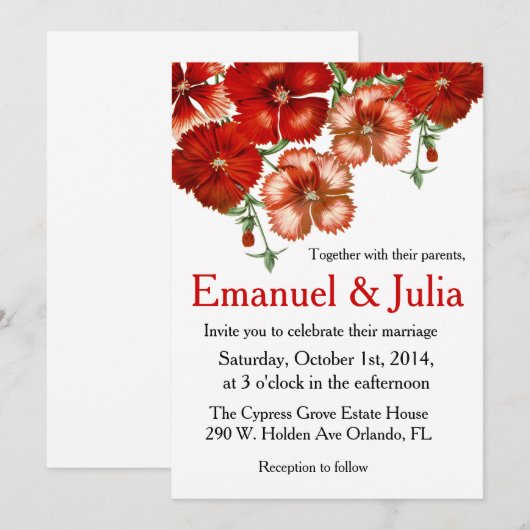 Rode annatie-uitnodiging kaart (Voorkant / Achterkant)