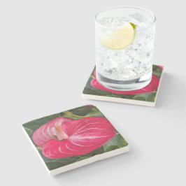 Rode Anthurium Bloei Bloemig Stenen Onderzetter