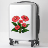 Rode Anthurium Bloemen met Groene Bladeren Sticker (Koffer)