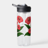 Rode Anthurium Bloemen met Groene Bladeren Waterfles (Rechts)