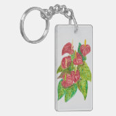 Rode Anthurium bloemen Sleutelhanger (Voorkant Links)