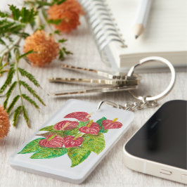 Rode Anthurium bloemen Sleutelhanger