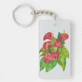 Rode Anthurium bloemen Sleutelhanger (Voorkant)