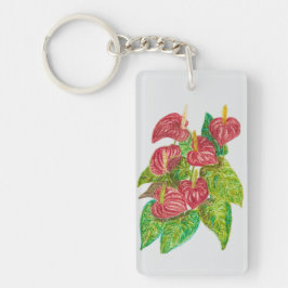 Rode Anthurium bloemen Sleutelhanger