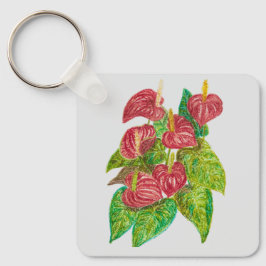 Rode Anthurium bloemen Sleutelhanger