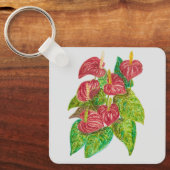 Rode Anthurium bloemen Sleutelhanger (Voorkant)