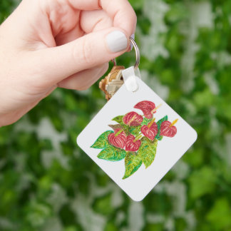 Rode Anthurium bloemen Sleutelhanger