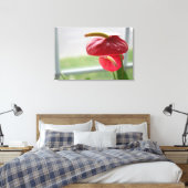 Rode Anthurium Tropische Bloem op Verpakt Canvas (Insitu (Slaapkamer))