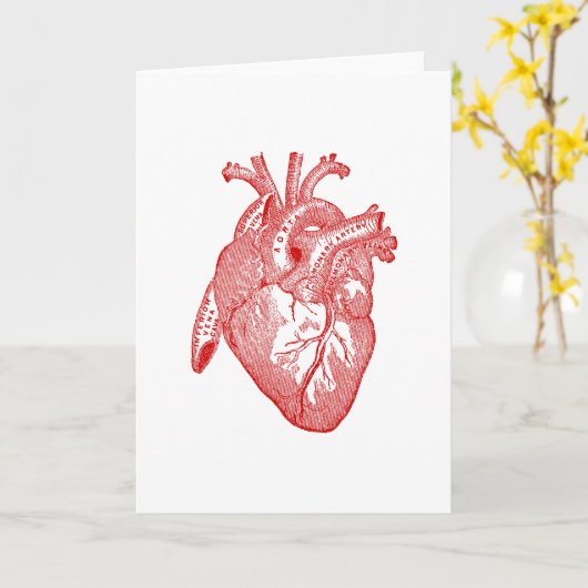 Rode Antiek anatomisch hart Kaart (Gele Bloem)