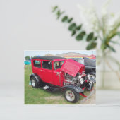 Rode Antiek auto Briefkaart (Staand voorkant)