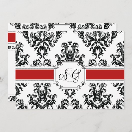 Rode Antiek Elegant Wedding Uitnodiging (Voorkant / Achterkant)