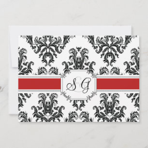 Rode Antiek Elegant Wedding Uitnodiging