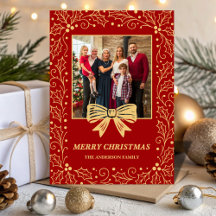 Rode & Antieke-Gouden Boog Familie Kerst Foto