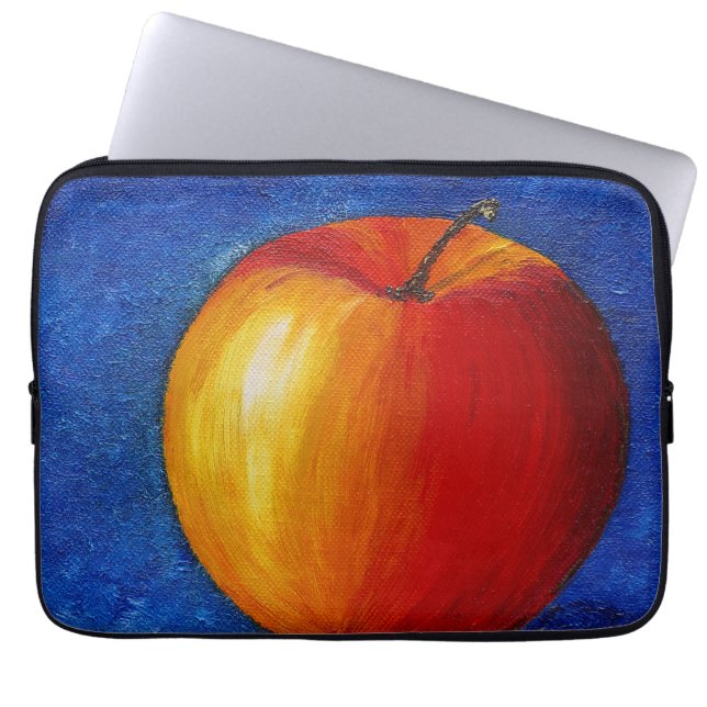Rode appel - Afdruk van doek met stille levensduur Laptop Sleeve (Voorkant)