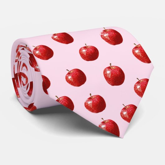 Rode appel aquarelpatroon halsdoek stropdas (Opgerold)