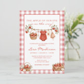 Rode appel baby shower appel van onze ogen kaart (Staand voorkant)