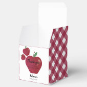 Rode appel baby shower bedankdoosjes (Geopend)