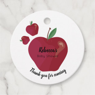 Rode appel baby shower bedankjes labels