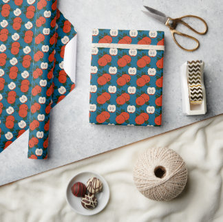 Rode Appel Blauw Cadeaupapier