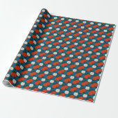 Rode Appel Blauw Cadeaupapier (Uitgerold)