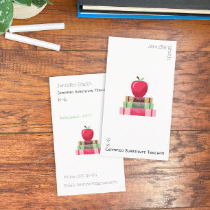Rode appel boek tutor verticaal witte visitekaart visitekaartje