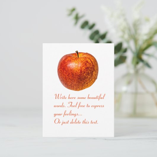 Rode appel briefkaart (Staand voorkant)