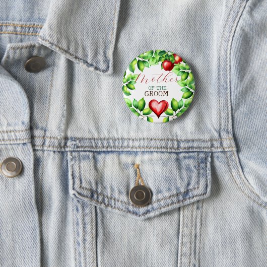 Rode Appel Bruidsfeest Ronde Button 5,7 Cm (In situ)