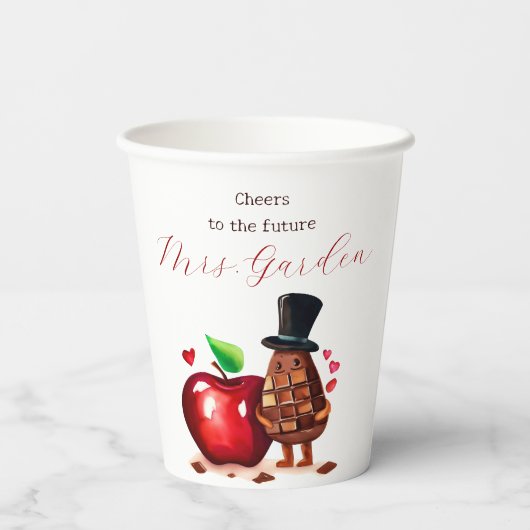 Rode Appel Bruidsmeisjesfeest Papieren Bekers (Achterkant)