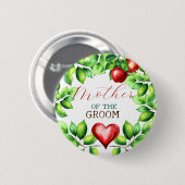 Rode Appel Bruidsuitnodiging Ronde Button 5,7 Cm (Voorkant /achterkant)