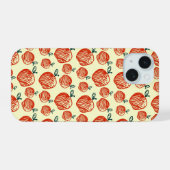 Rode Appel Doodle Patroon iPhone 15 Case (Achterkant horizontaal)