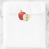 Rode appel en de helft van de appel ronde sticker (Tas)