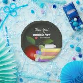 Rode appel en krijt | Gepensioneerde leraar Papieren Bordje (Feest)