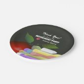 Rode appel en krijt | Gepensioneerde leraar Papieren Bordje (Gekanteld)