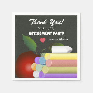 Rode appel en krijt   Gepensioneerde leraar Servet