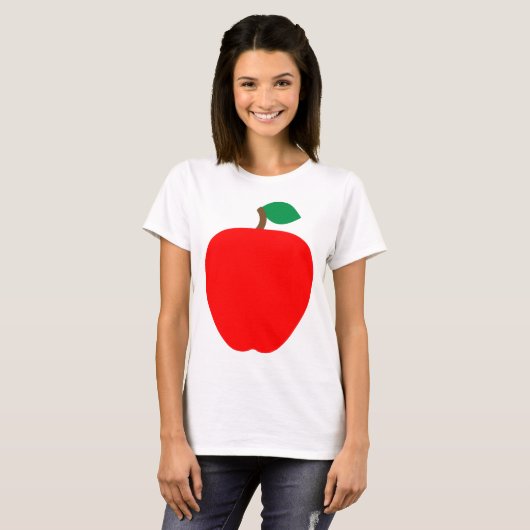 Rode Appel Fruit Green Leaf Food T-shirt (Voorkant volledig)