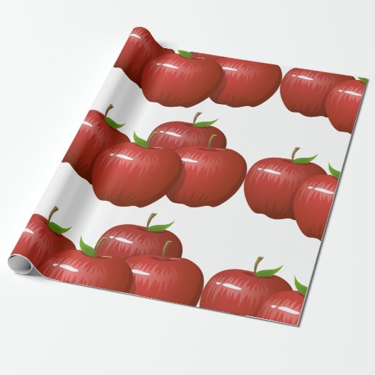 Rode appel fruit voedsel patroon cadeaupapier (Uitgerold)