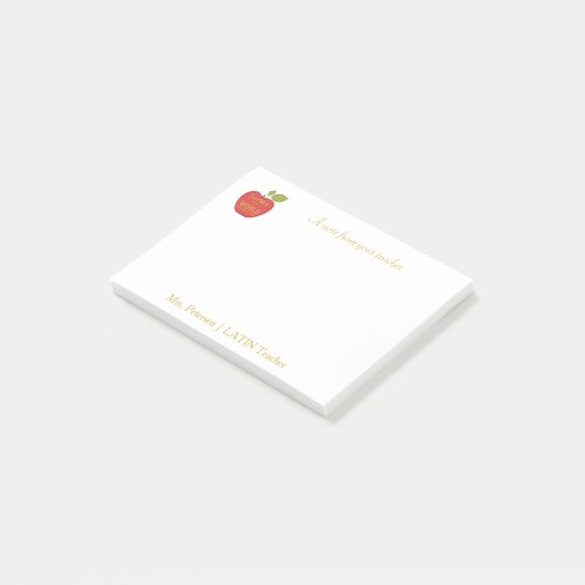 Rode appel gouden typografie citaat leraar post-it® notes (Schuin)