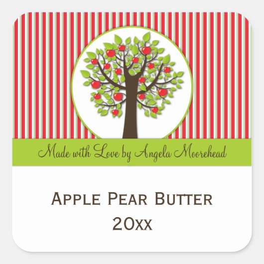 Rode appel groen bladeren voedsel Sticker (Voorkant)