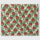 Rode Appel Groene Bladeren Cadeaupapier (Vlak)