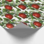 Rode Appel Groene Bladeren Cadeaupapier (Hoek)