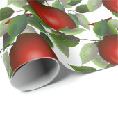 Rode Appel Groene Bladeren Cadeaupapier (Rol Hoek)