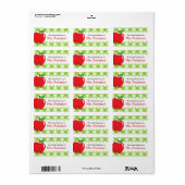 Rode appel groene gingham boekenplaat boek etiket (Full Sheet)