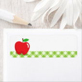 Rode appel groene gingham patroonblanco etiket (Insitu)