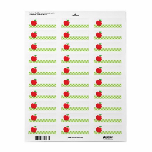 Rode appel groene gingham patroonblanco etiket (Full Sheet)