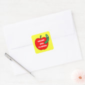 rode appel groene worm vierkante sticker (Envelop)